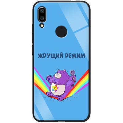 TPU+Glass чехол ForFun для Xiaomi Redmi 7 Жрущий режим / Синий TPU+Glass чехол ForFun для Xiaomi Redmi 7 Жрущий режим / Синий