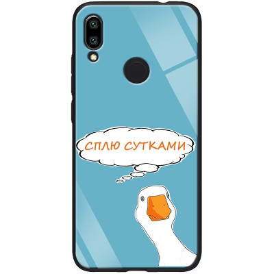 TPU+Glass чехол ForFun для Xiaomi Redmi 7 Сплю сутками / Голубой TPU+Glass чехол ForFun для Xiaomi Redmi 7 Сплю сутками / Голубой