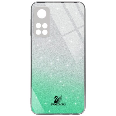 TPU+Glass чехол Swarovski Full Camera для Xiaomi Mi 10T / Mi 10T Pro Бирюзовый TPU+Glass чехол Swarovski Full Camera для Xiaomi Mi 10T / Mi 10T Pro Бирюзовый