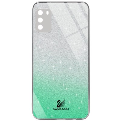 TPU+Glass чехол Swarovski Full Camera для Xiaomi Poco M3 Бирюзовый TPU+Glass чехол Swarovski Full Camera для Xiaomi Poco M3 Бирюзовый