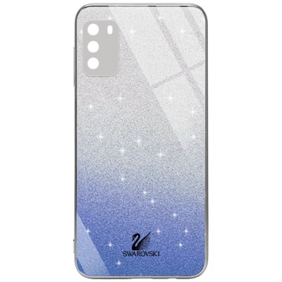 TPU+Glass чехол Swarovski Full Camera для Xiaomi Poco M3 Синий TPU+Glass чехол Swarovski Full Camera для Xiaomi Poco M3 Синий