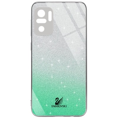 TPU+Glass чехол Swarovski Full Camera для Xiaomi Redmi Note 10 / Note 10s Бирюзовый TPU+Glass чехол Swarovski Full Camera для Xiaomi Redmi Note 10 / Note 10s Бирюзовый