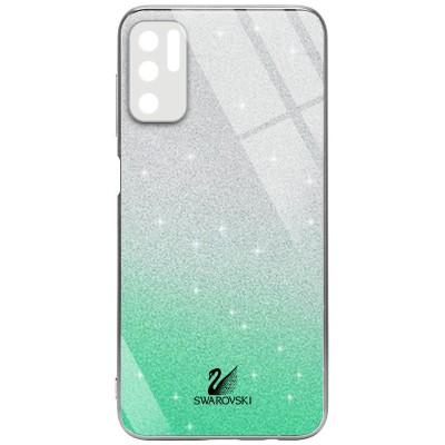 TPU+Glass чехол Swarovski Full Camera для Xiaomi Redmi Note 10 5G / Poco M3 Pro Бирюзовый TPU+Glass чехол Swarovski Full Camera для Xiaomi Redmi Note 10 5G / Poco M3 Pro Бирюзовый