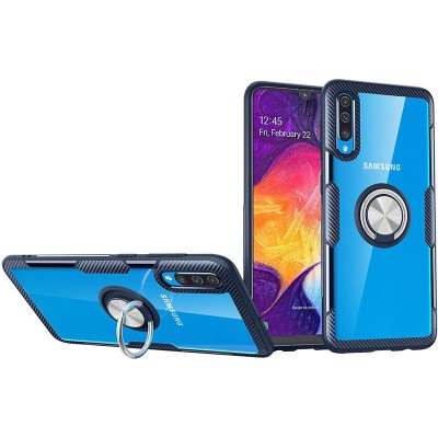 TPU+PC чехол Deen CrystalRing for Magnet (opp) для Samsung Galaxy A50 (A505F) / A50s / A30s Бесцветный / Темно-синий