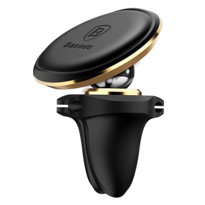 Автомобільний тримач Baseus Magnetic Air Vent Car Mount With Cable Clip Gold SUGX-A0V Автомобільний тримач Baseus Magnetic Air Vent Car Mount With Cable Clip Gold SUGX-A0V
