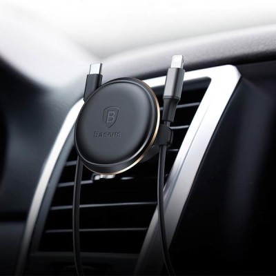 Автомобільний тримач Baseus Magnetic Air Vent Car Mount With Cable Clip Gold SUGX-A0V Автомобільний тримач Baseus Magnetic Air Vent Car Mount With Cable Clip Gold SUGX-A0V