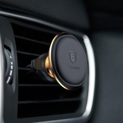 Автомобільний тримач Baseus Magnetic Air Vent Car Mount With Cable Clip Gold SUGX-A0V Автомобільний тримач Baseus Magnetic Air Vent Car Mount With Cable Clip Gold SUGX-A0V