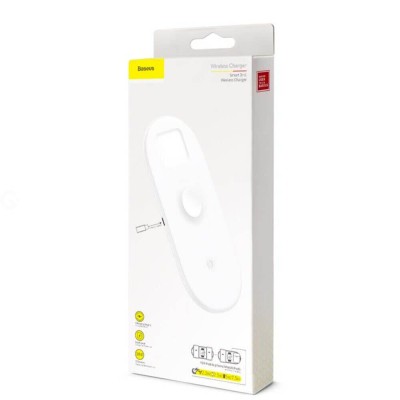 Бездротовий зарядний пристрій Baseus Smart 3-in-1 Wireless Charger For Phone+Watch+Pod (18W) (WX3IN1-C02) White Бездротовий зарядний пристрій Baseus Smart 3-in-1 Wireless Charger For Phone+Watch+Pod (18W) (WX3IN1-C02) White
